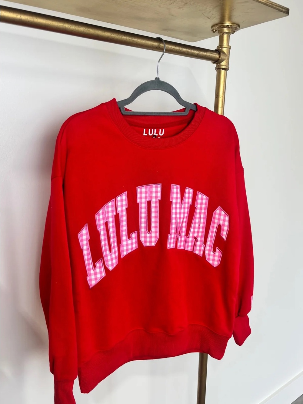 Red Crewneck Sweatshirt - Women's Casual Logo Pullover